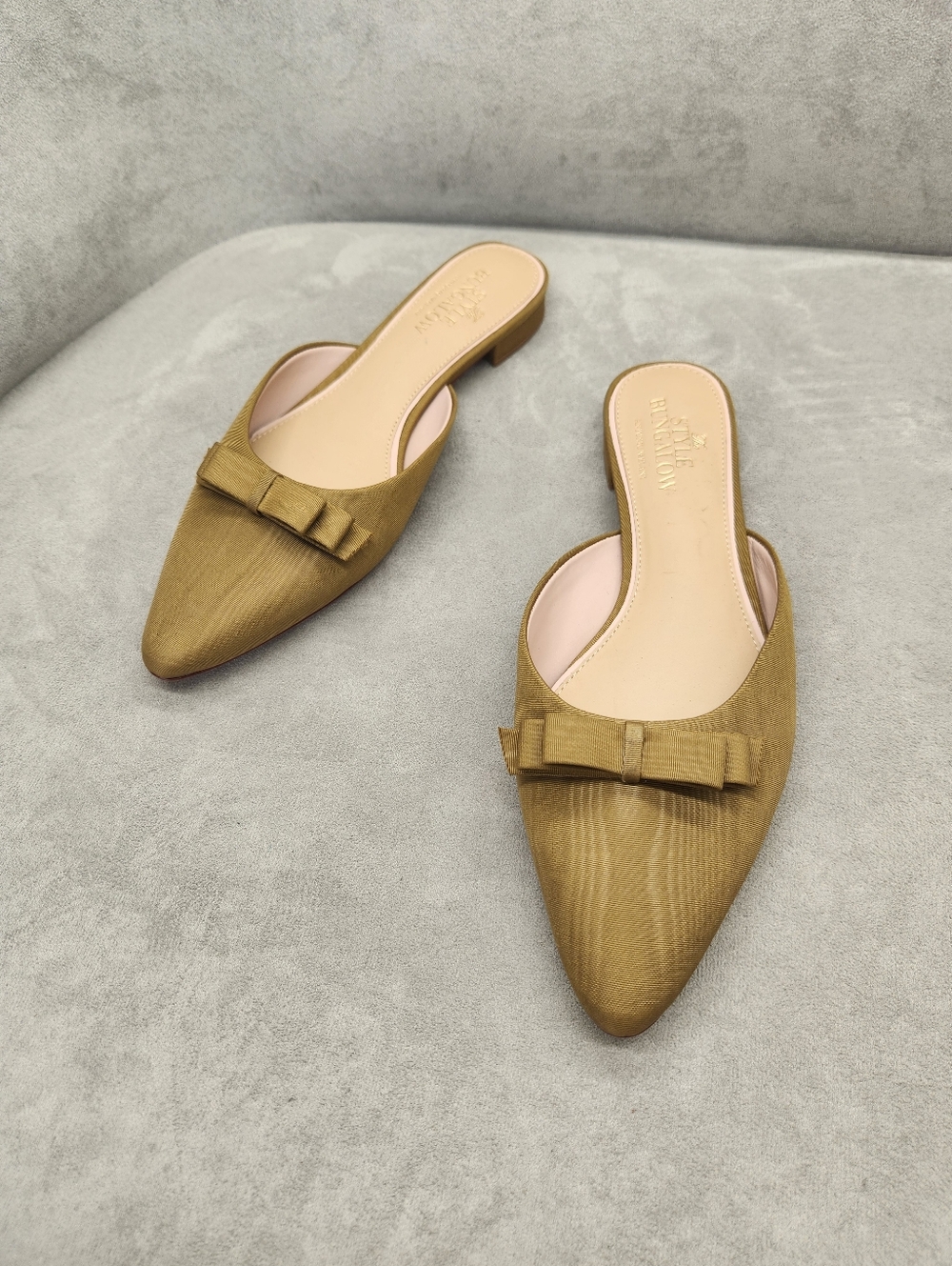 Antonio Melani Style Bungalow Mules 8.5 Dark Olive Green Chez Flats New $170 - Picture 9 of 15